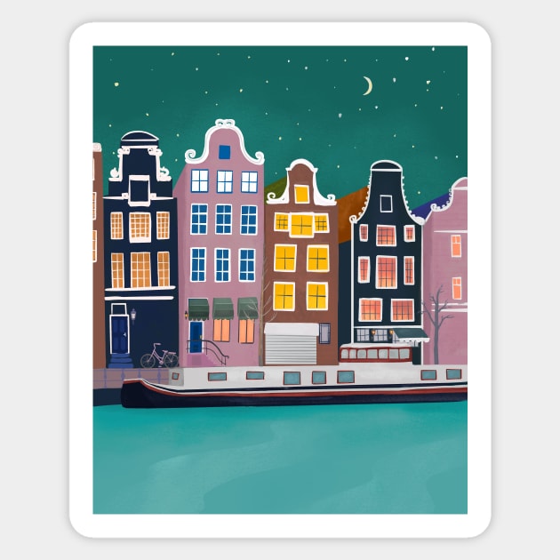 Amsterdam night City Sticker by Petras